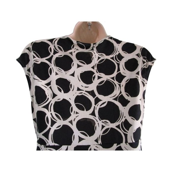 Banana Republic Silk Blend Jersey Abstract Fit Flare Dress Black White Sz S EUC - Picture 10 of 13